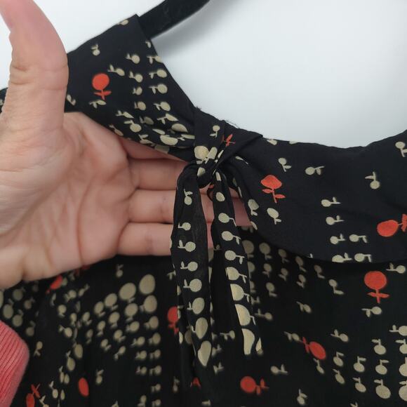 VTG Luxe XS 100% Silk Y2K Whimsigoth Twee Art Blouse Rouche Waist Flutter Sleeve - Picture 3 of 16